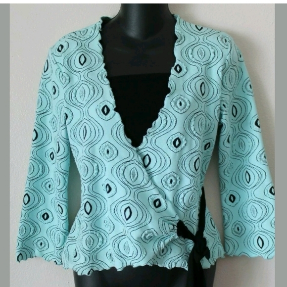 Andria Lieu Womens‎ sz S Faux Wrap Textured V Neckl - Picture 1 of 6